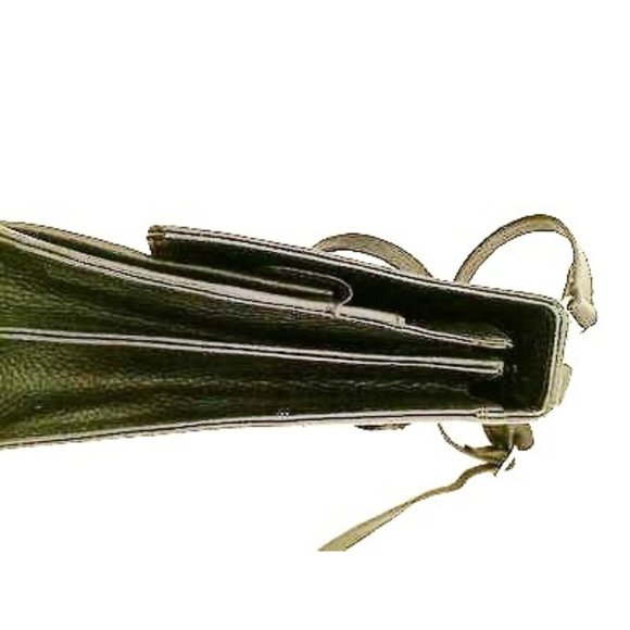 Amiet Italian Leather Black Briefcase Crossbody Executive Vintage Shoulder Bag - Picture 5 of 10